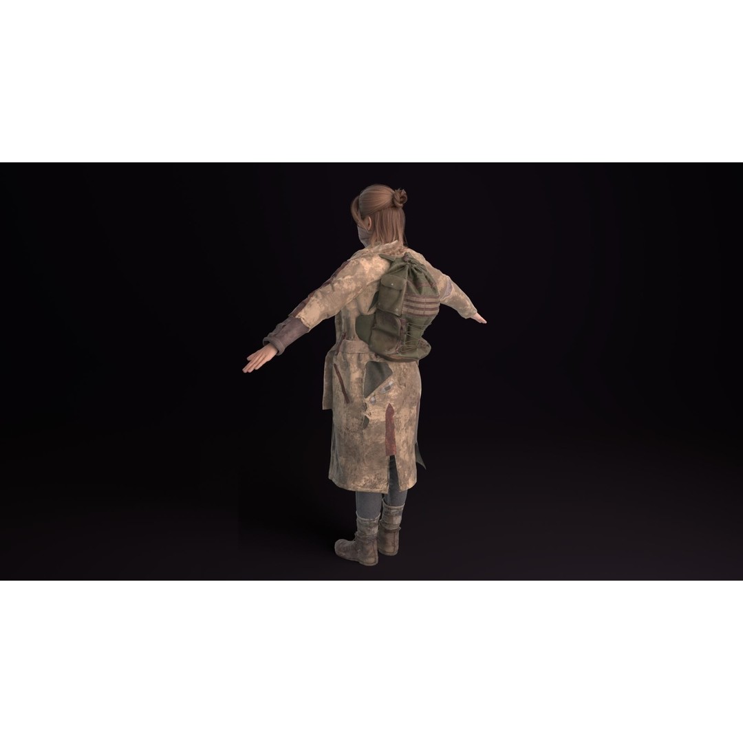 Apocalypse Female 3D Model – Rigged Low-Poly Game Asset, FBX, OBJ - View 8