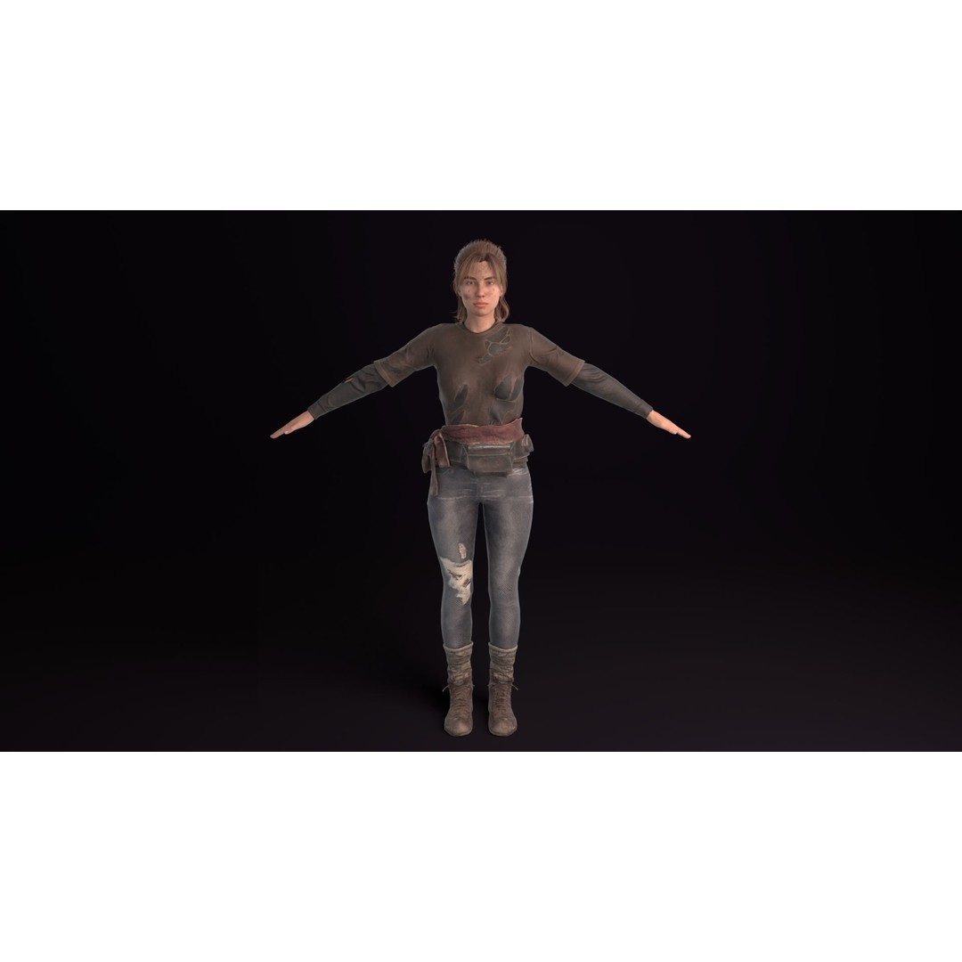 Apocalypse Female 3D Model – Rigged Low-Poly Game Asset, FBX, OBJ - View 9