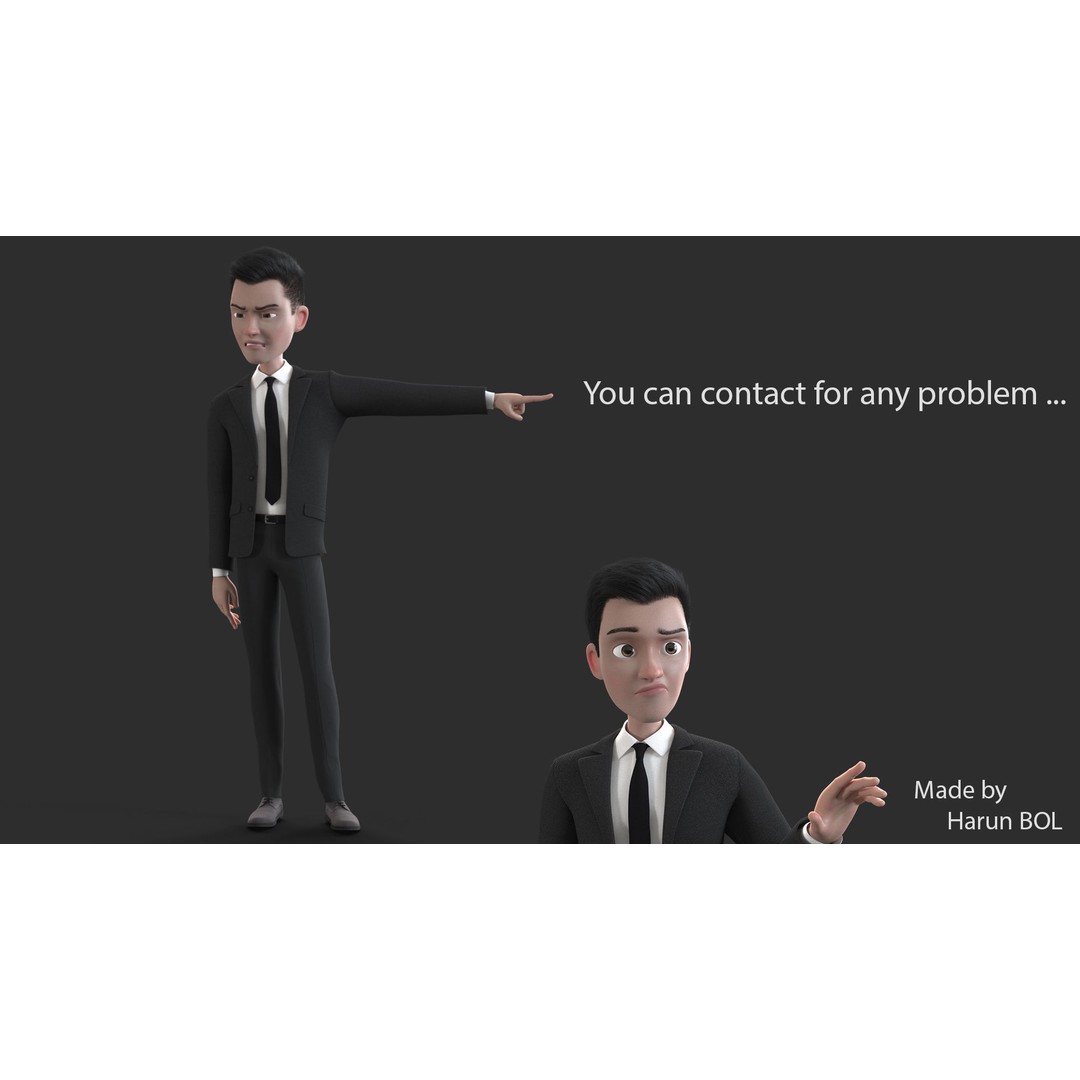 Cartoon Man 3D Model – Rigged Character with Blendshapes, FBX