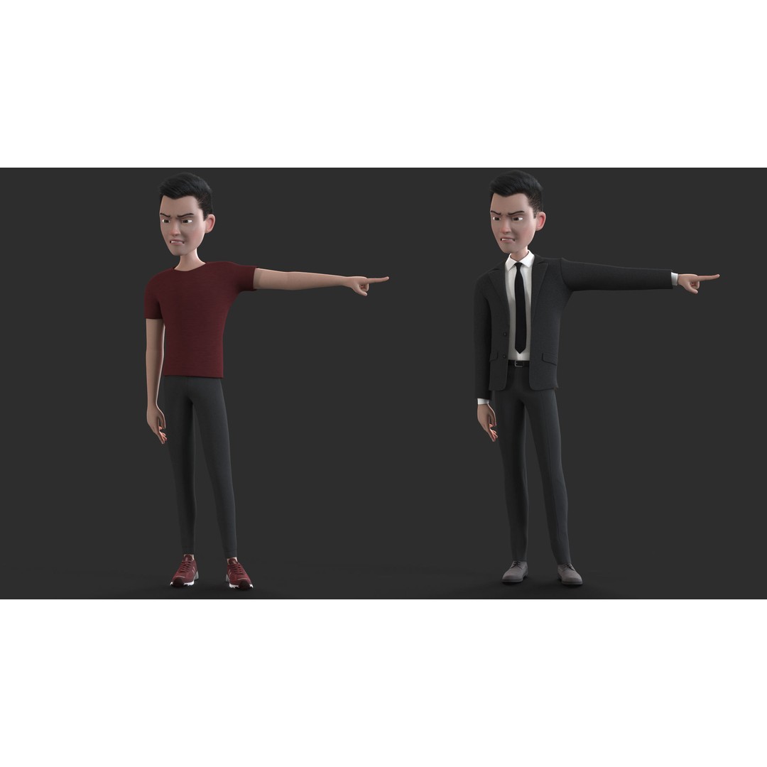 Cartoon Man 3D Model – Rigged Character with Blendshapes, FBX - View 11