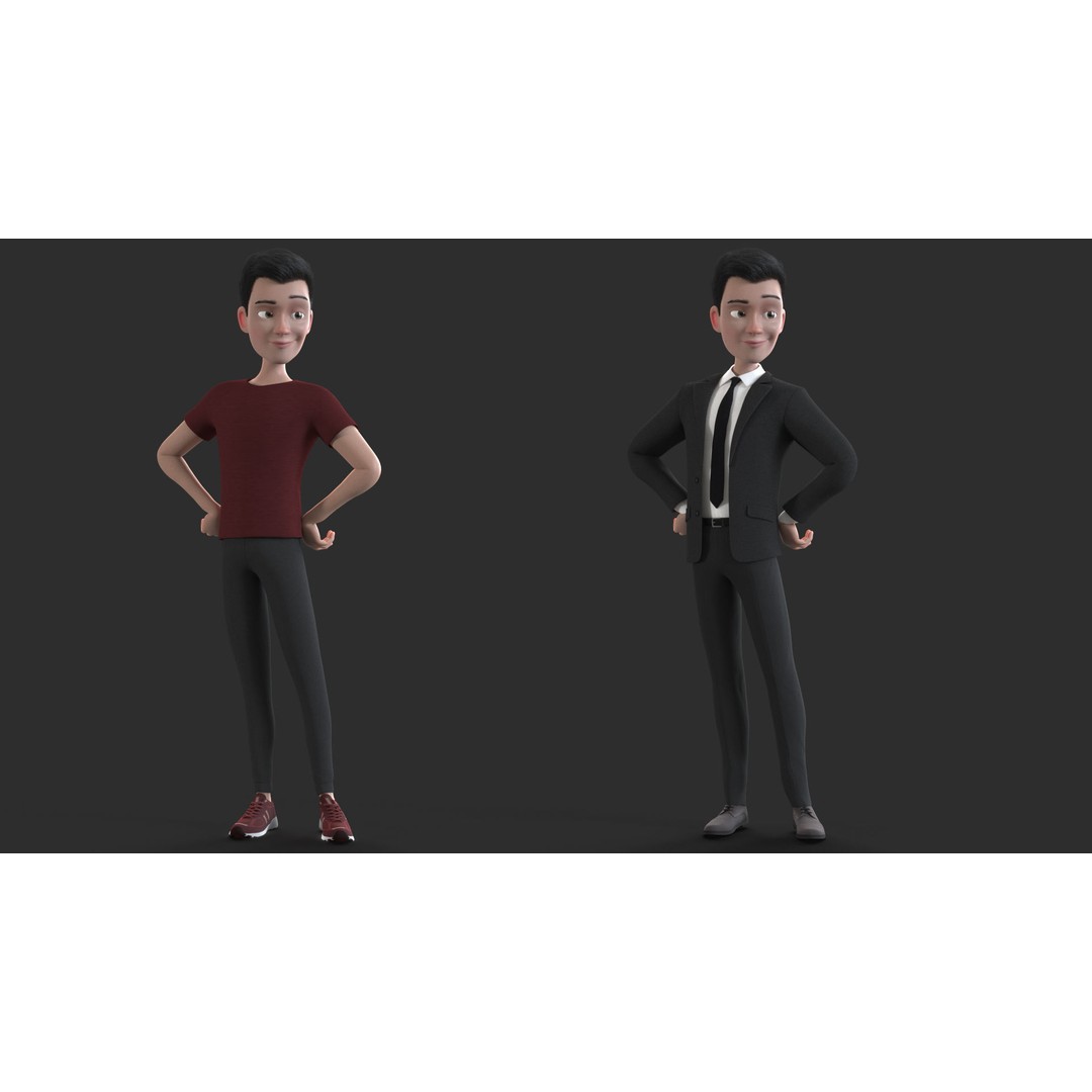 Cartoon Man 3D Model – Rigged Character with Blendshapes, FBX - View 13