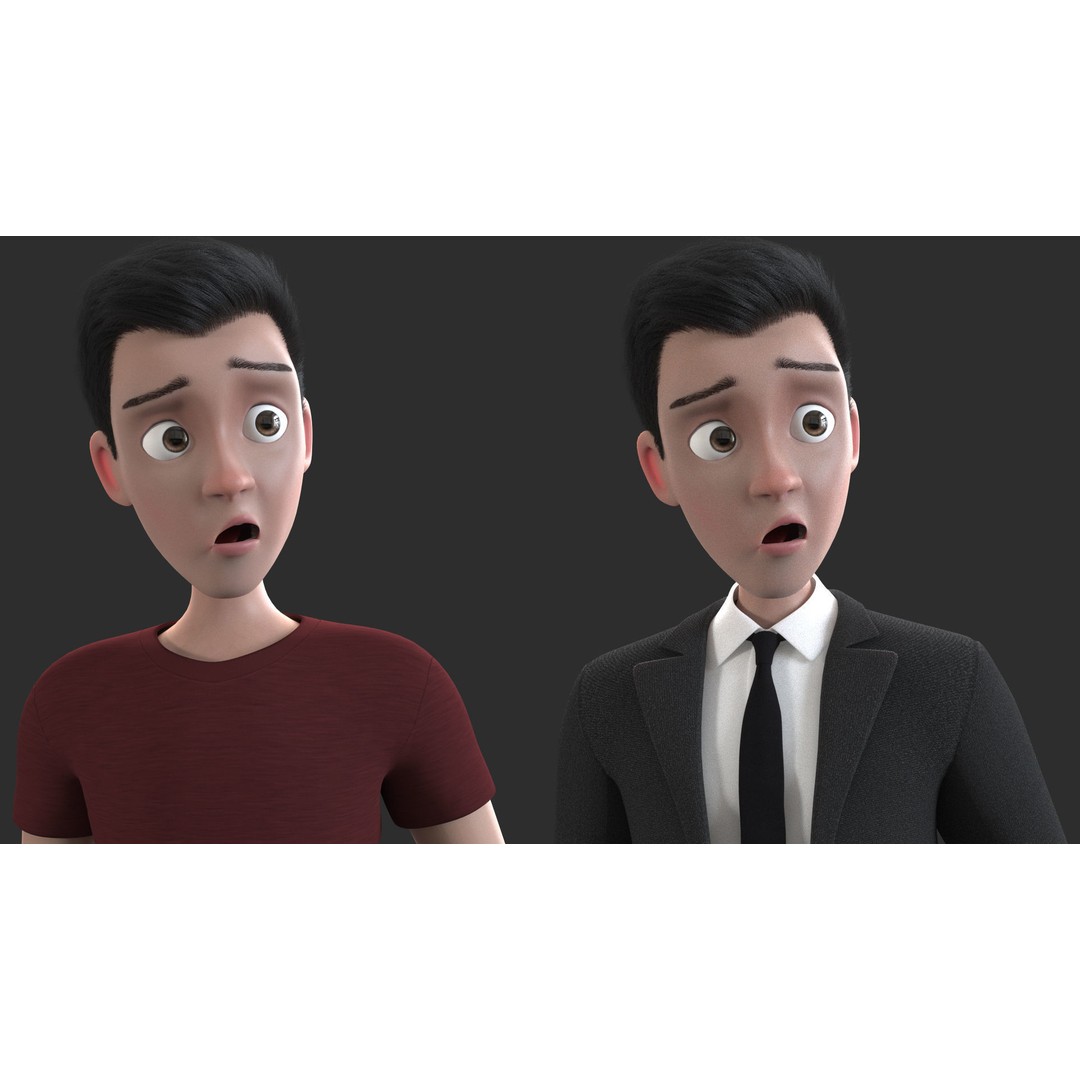 Cartoon Man 3D Model – Rigged Character with Blendshapes, FBX - View 14