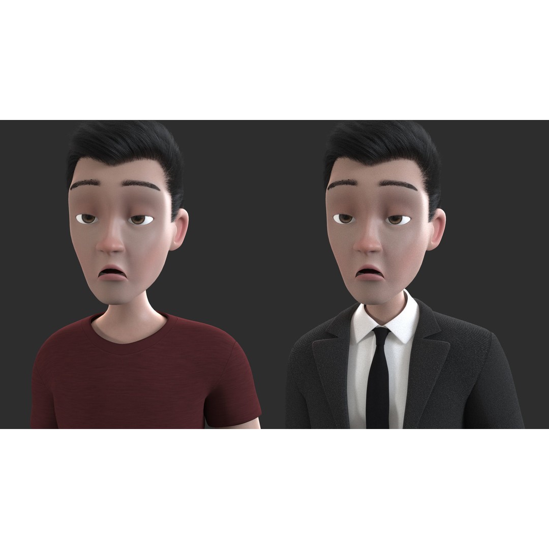 Cartoon Man 3D Model – Rigged Character with Blendshapes, FBX - View 15