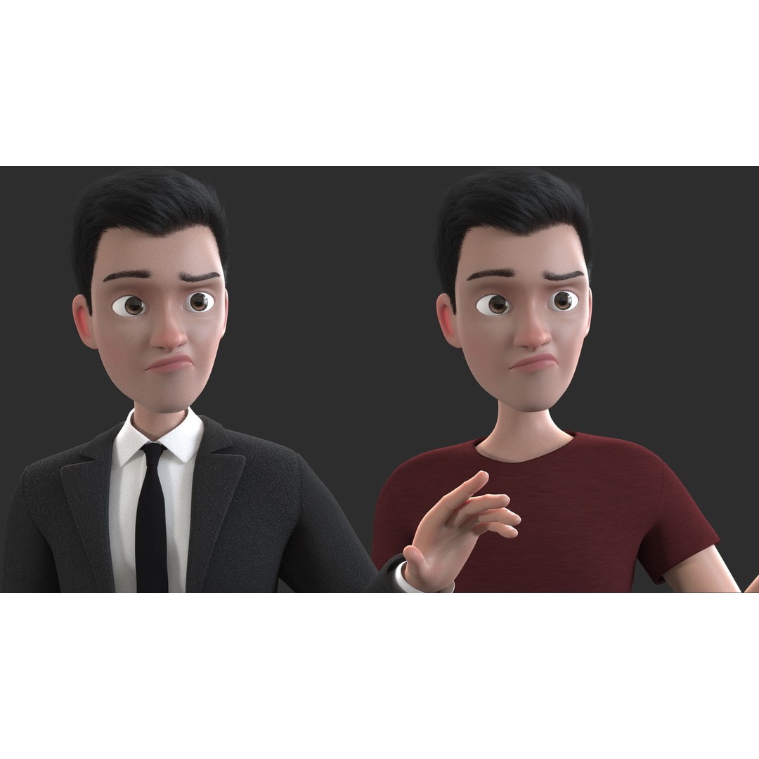 Cartoon Man 3D Model – Rigged Character with Blendshapes, FBX - View 17