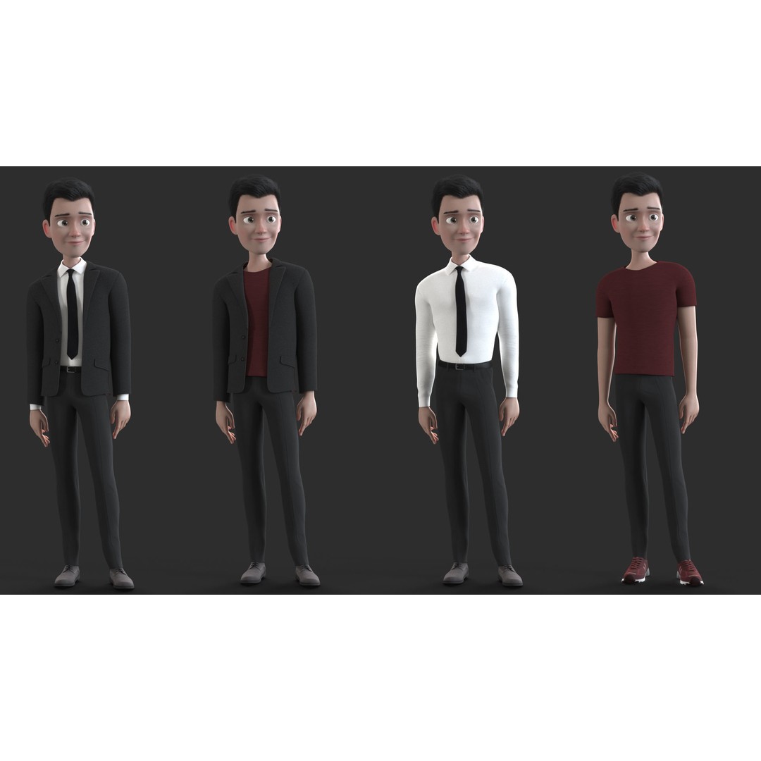 Cartoon Man 3D Model – Rigged Character with Blendshapes, FBX - View 18