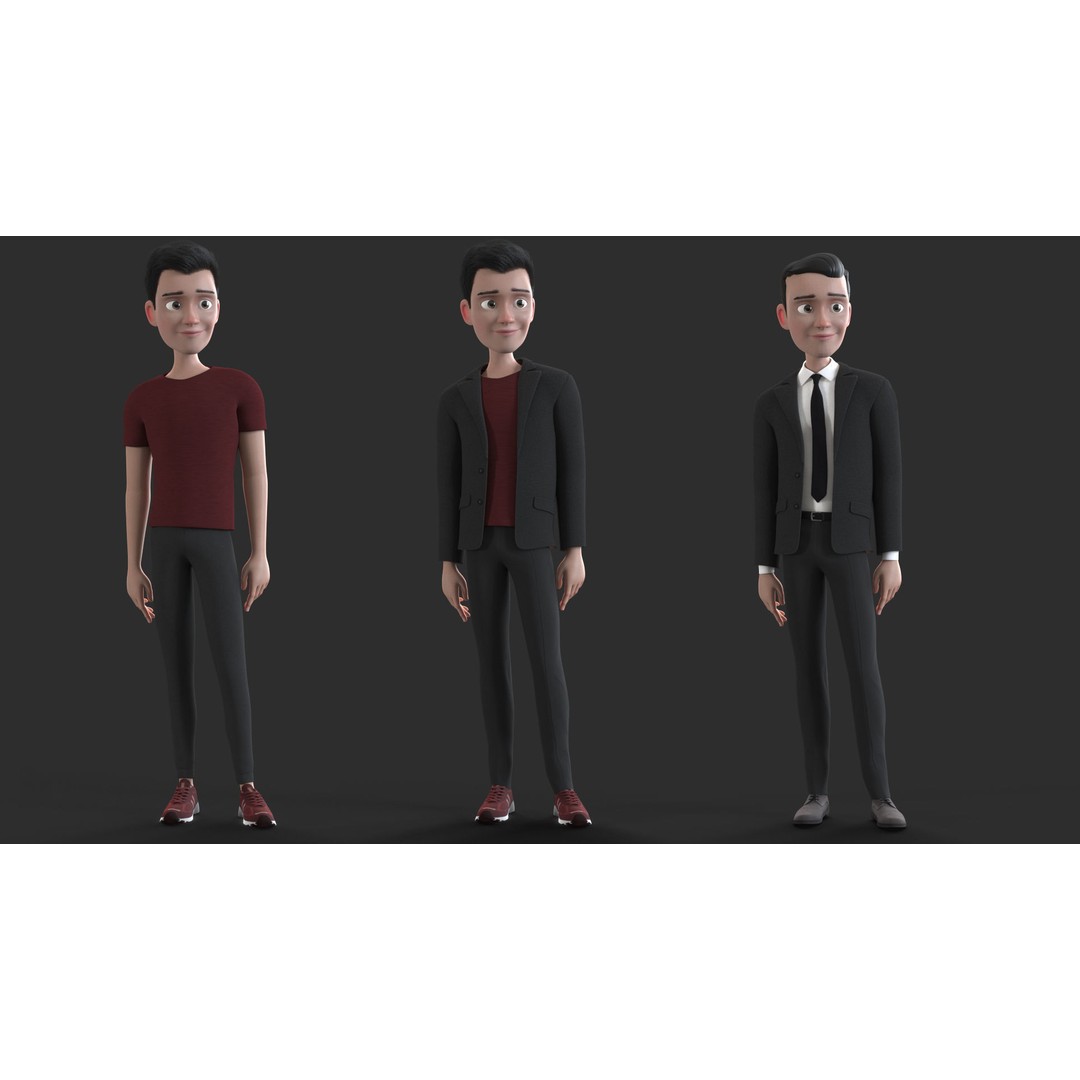 Cartoon Man 3D Model – Rigged Character with Blendshapes, FBX - View 19