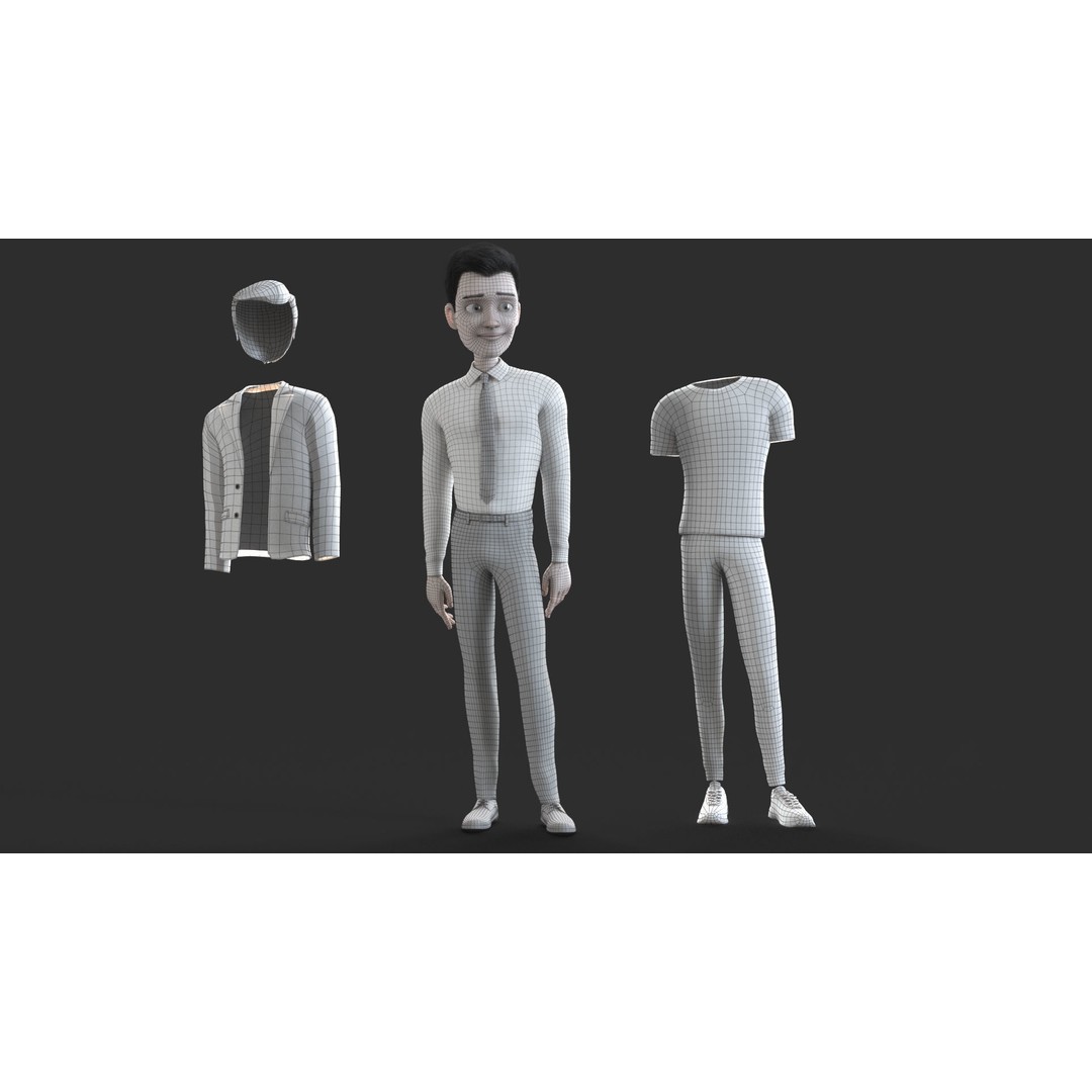 Cartoon Man 3D Model – Rigged Character with Blendshapes, FBX - View 20