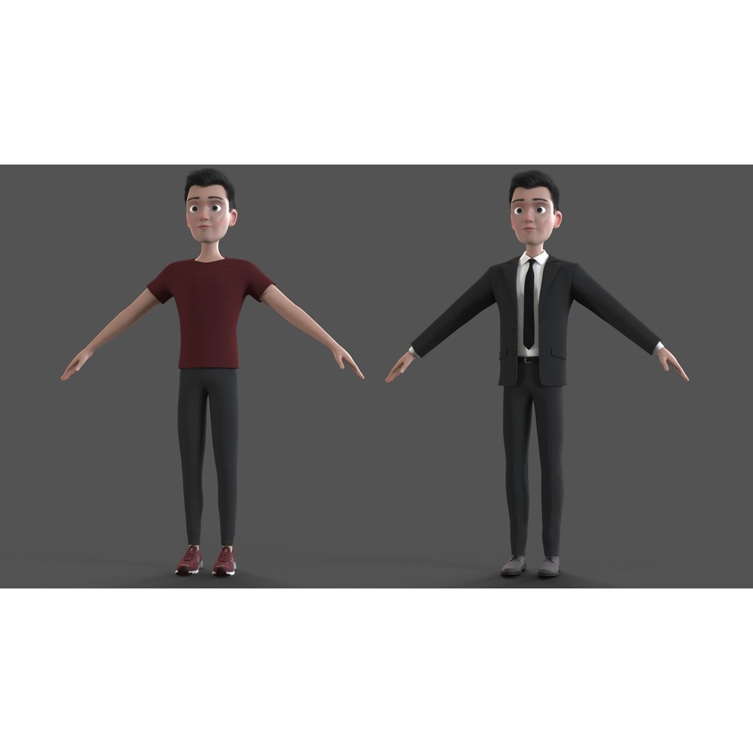 Cartoon Man 3D Model – Rigged Character with Blendshapes, FBX - View 4