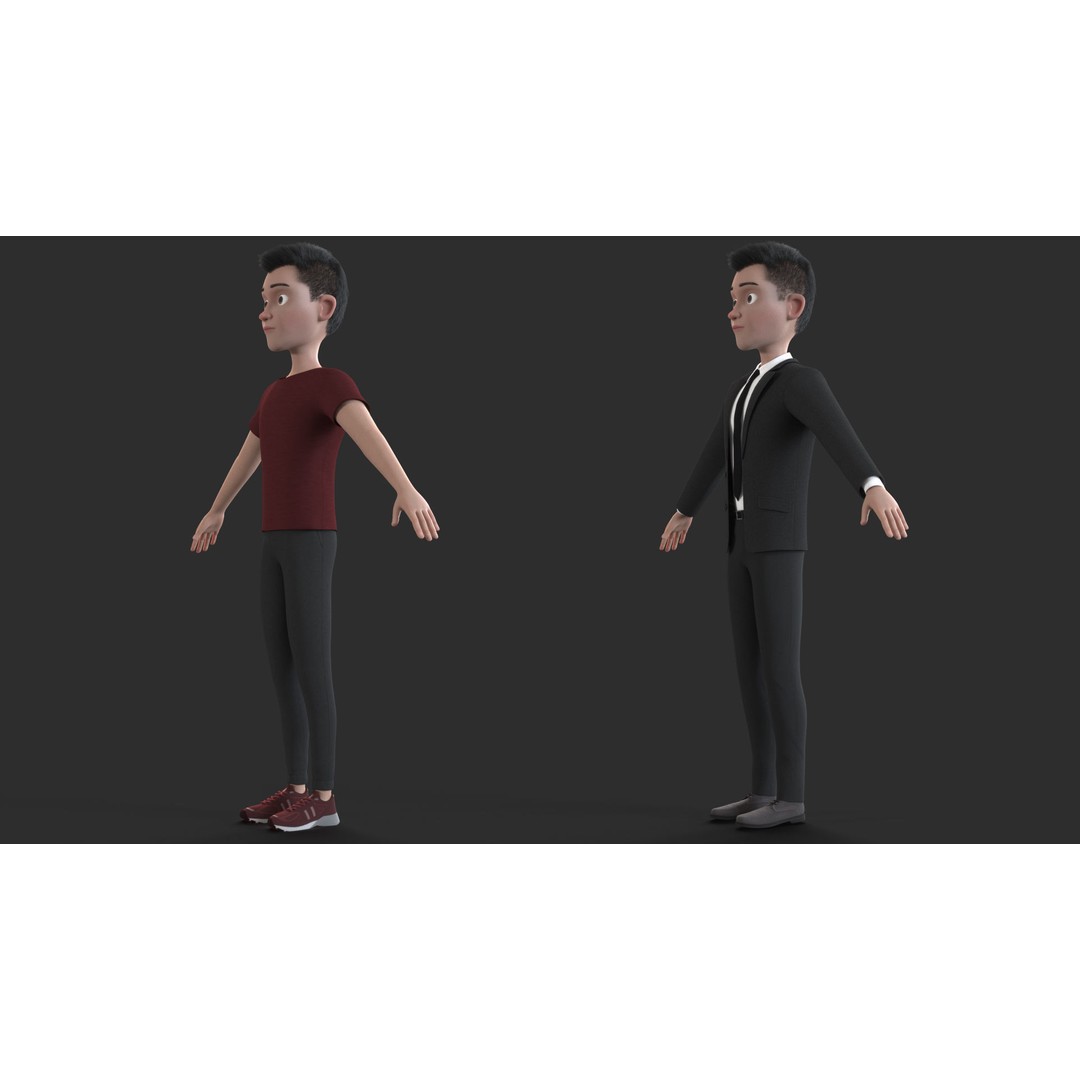 Cartoon Man 3D Model – Rigged Character with Blendshapes, FBX - View 5