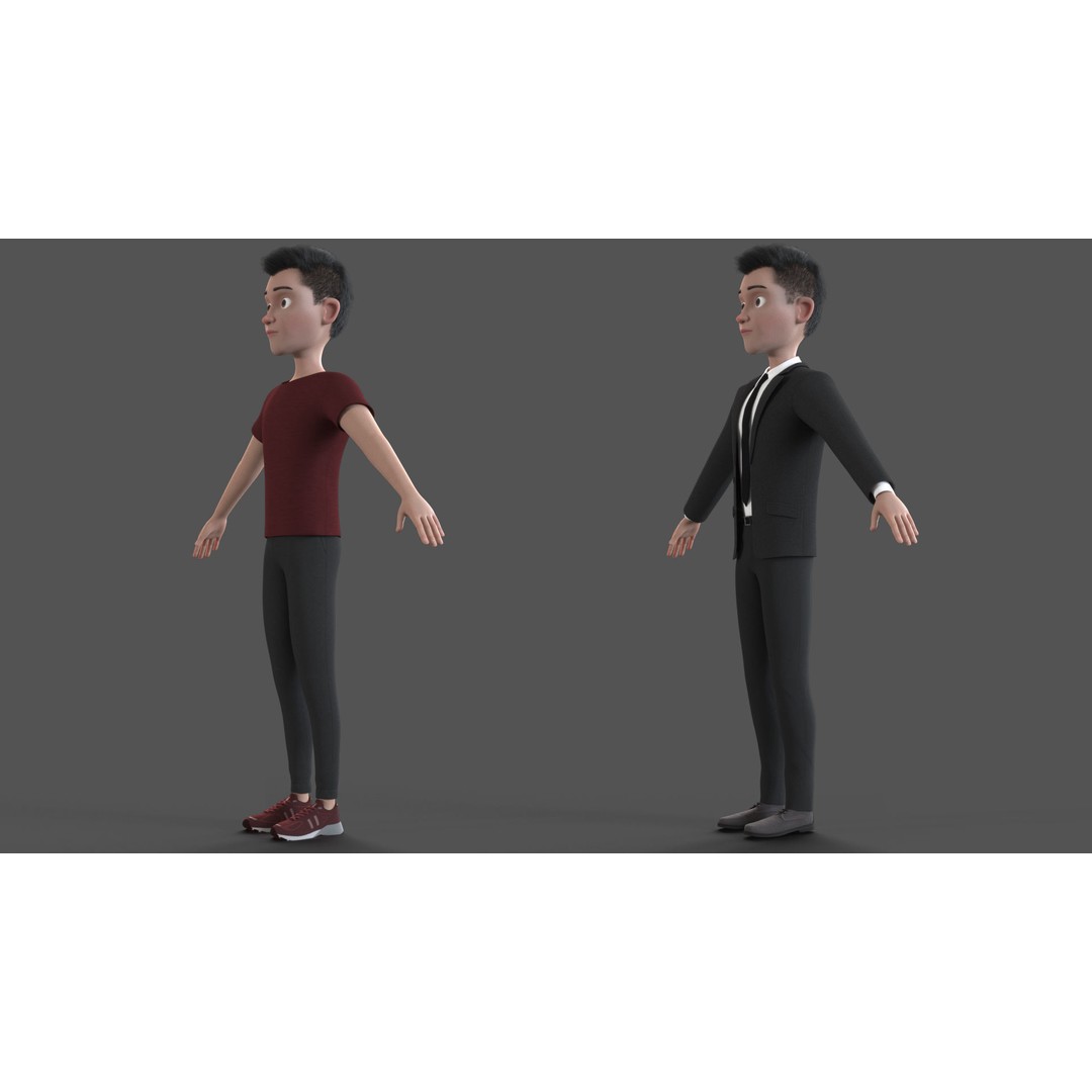 Cartoon Man 3D Model – Rigged Character with Blendshapes, FBX - View 6