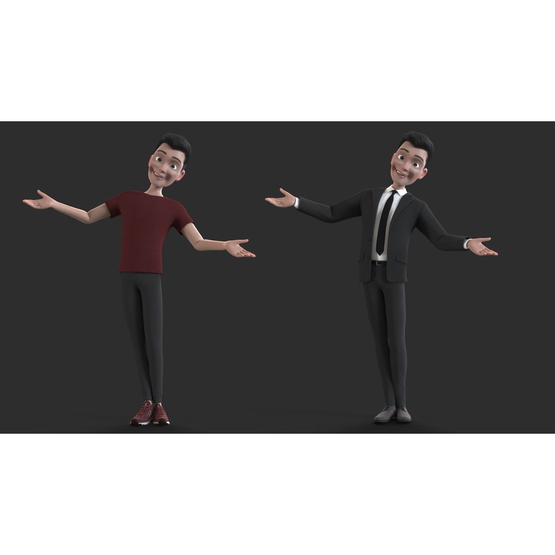 Cartoon Man 3D Model – Rigged Character with Blendshapes, FBX - View 9