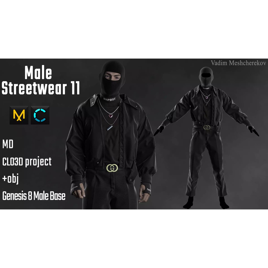 Male Streetwear 3D Model – High Poly Outfit for DAZ Studio - View 2