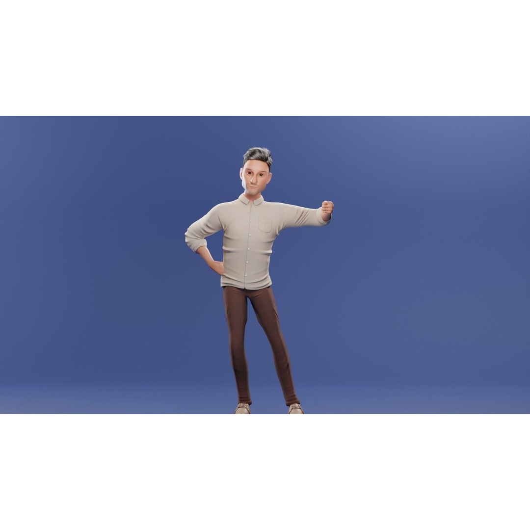 Pixar-Style Father Character 3D Model – Rigged Low-Poly Animation Asset, Blender - View 10