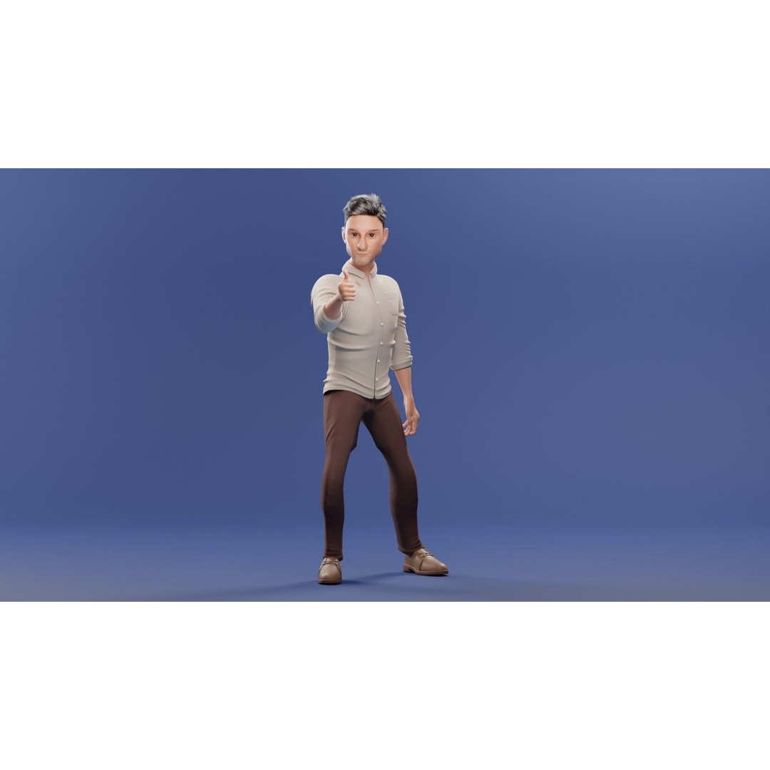 Pixar-Style Father Character 3D Model – Rigged Low-Poly Animation Asset, Blender - View 13