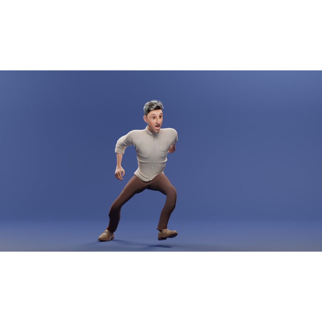 Pixar-Style Father Character 3D Model – Rigged Low-Poly Animation Asset, Blender - View 14