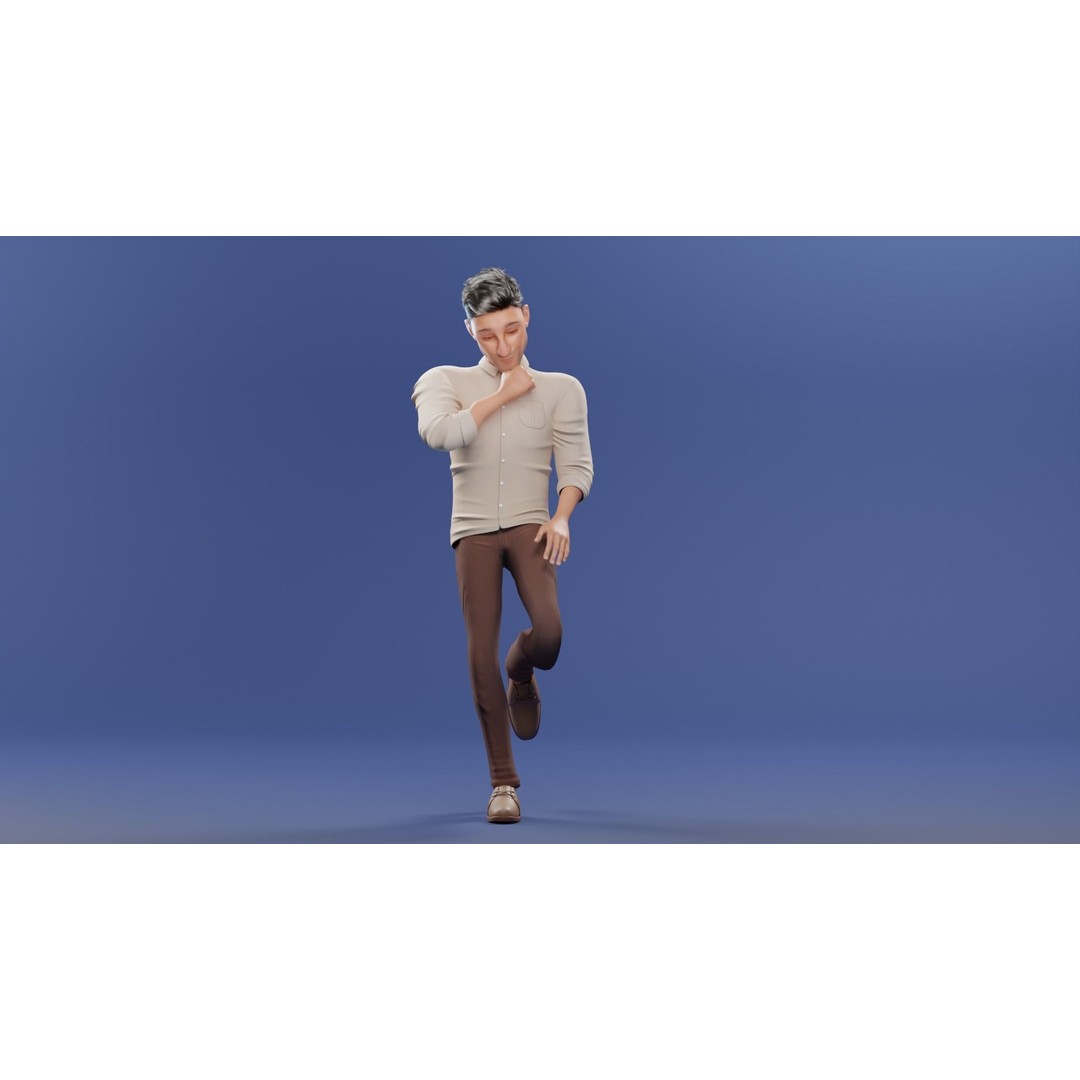 Pixar-Style Father Character 3D Model – Rigged Low-Poly Animation Asset, Blender - View 15
