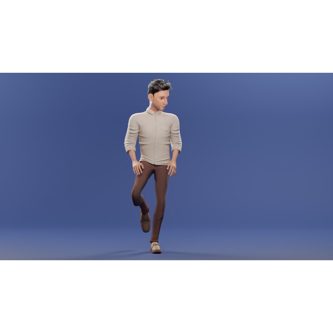 Pixar-Style Father Character 3D Model – Rigged Low-Poly Animation Asset, Blender - View 16