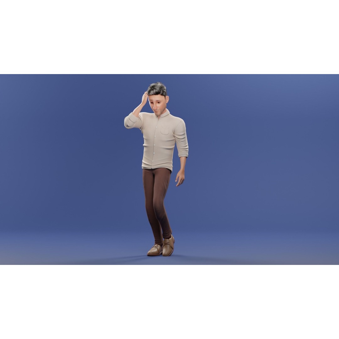 Pixar-Style Father Character 3D Model – Rigged Low-Poly Animation Asset, Blender - View 17