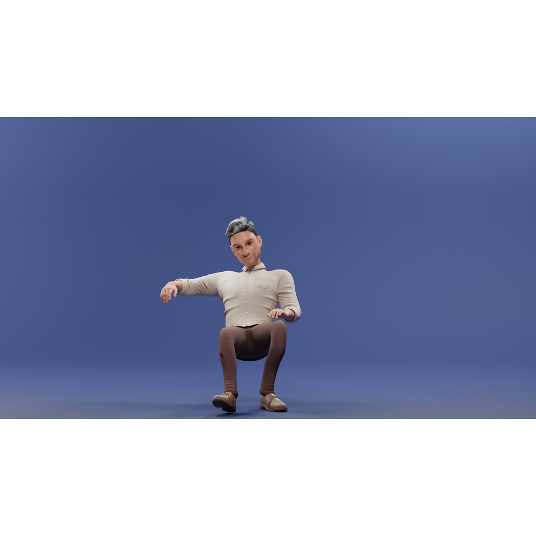 Pixar-Style Father Character 3D Model – Rigged Low-Poly Animation Asset, Blender - View 18
