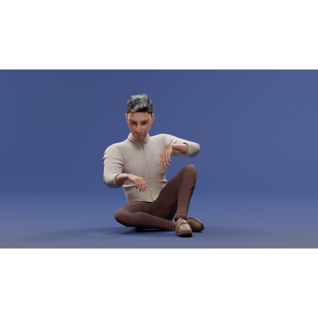 Pixar-Style Father Character 3D Model – Rigged Low-Poly Animation Asset, Blender - View 22