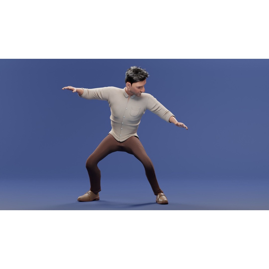 Pixar-Style Father Character 3D Model – Rigged Low-Poly Animation Asset, Blender - View 23