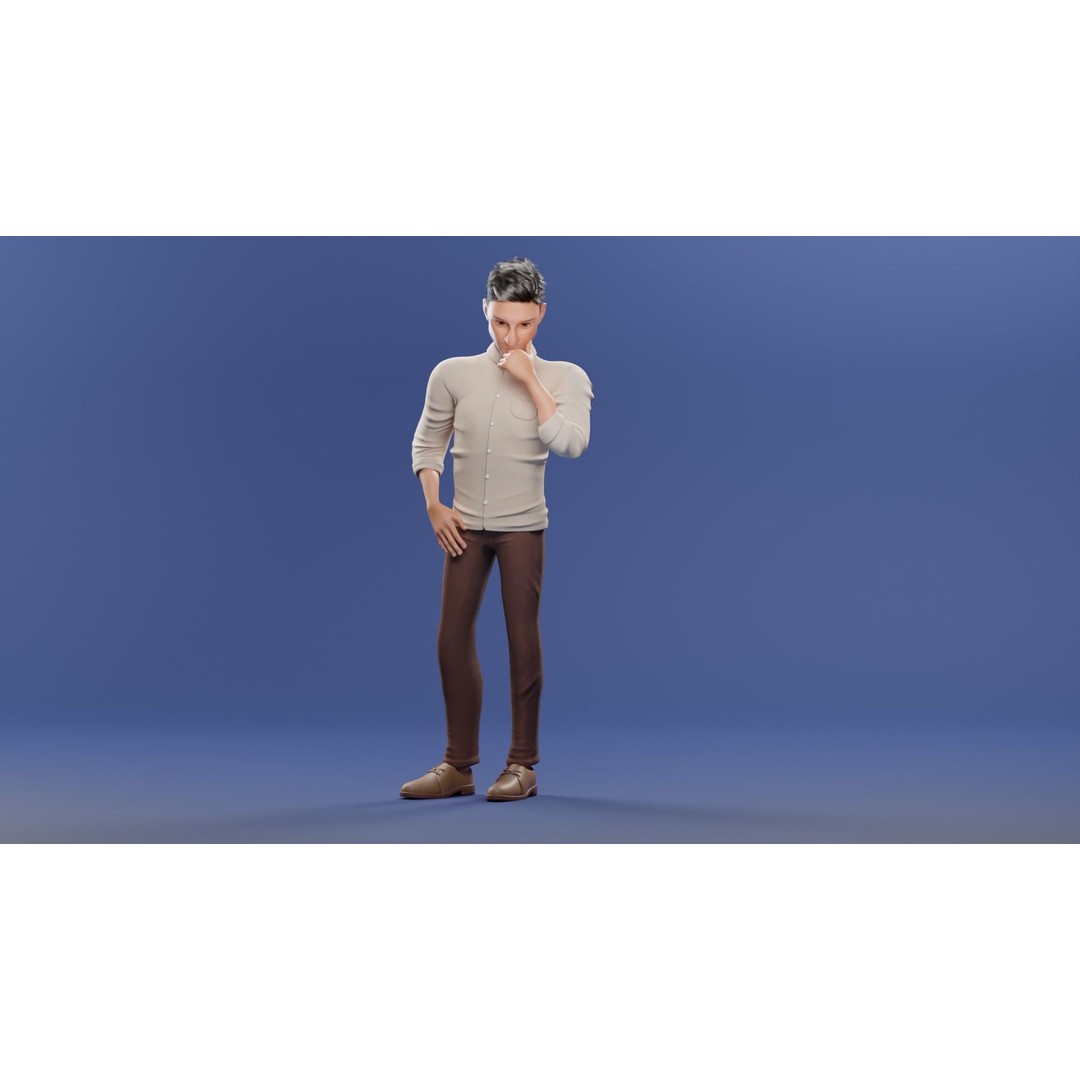 Pixar-Style Father Character 3D Model – Rigged Low-Poly Animation Asset, Blender - View 25