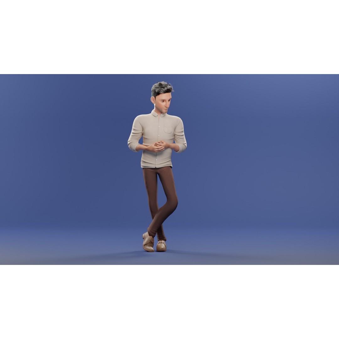 Pixar-Style Father Character 3D Model – Rigged Low-Poly Animation Asset, Blender - View 27
