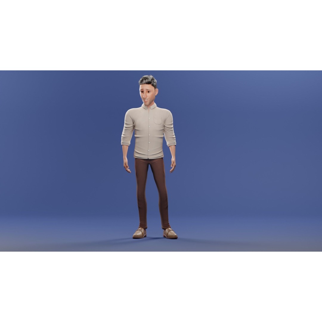 Pixar-Style Father Character 3D Model – Rigged Low-Poly Animation Asset, Blender - View 28