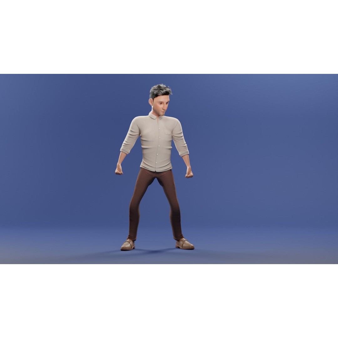 Pixar-Style Father Character 3D Model – Rigged Low-Poly Animation Asset, Blender - View 32