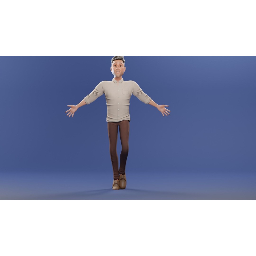 Pixar-Style Father Character 3D Model – Rigged Low-Poly Animation Asset, Blender - View 33