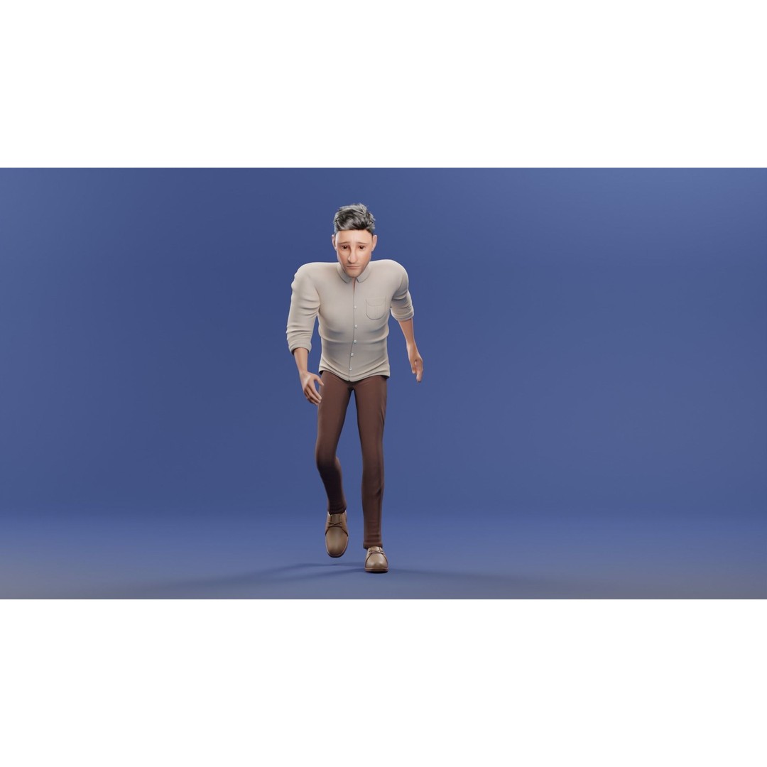 Pixar-Style Father Character 3D Model – Rigged Low-Poly Animation Asset, Blender - View 37