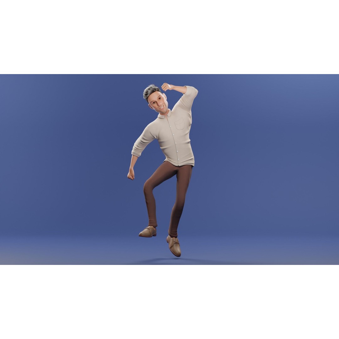 Pixar-Style Father Character 3D Model – Rigged Low-Poly Animation Asset, Blender - View 39