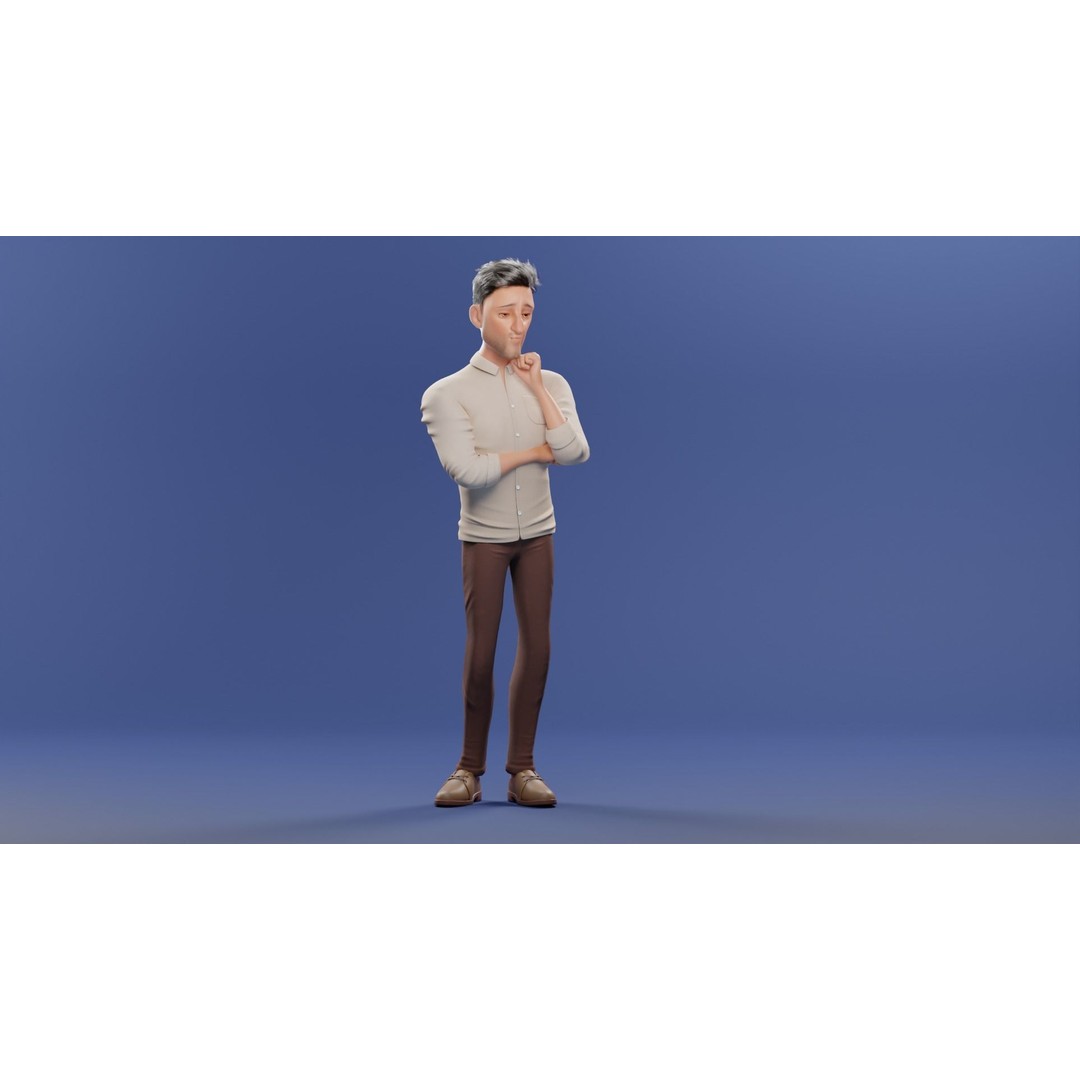 Pixar-Style Father Character 3D Model – Rigged Low-Poly Animation Asset, Blender - View 41