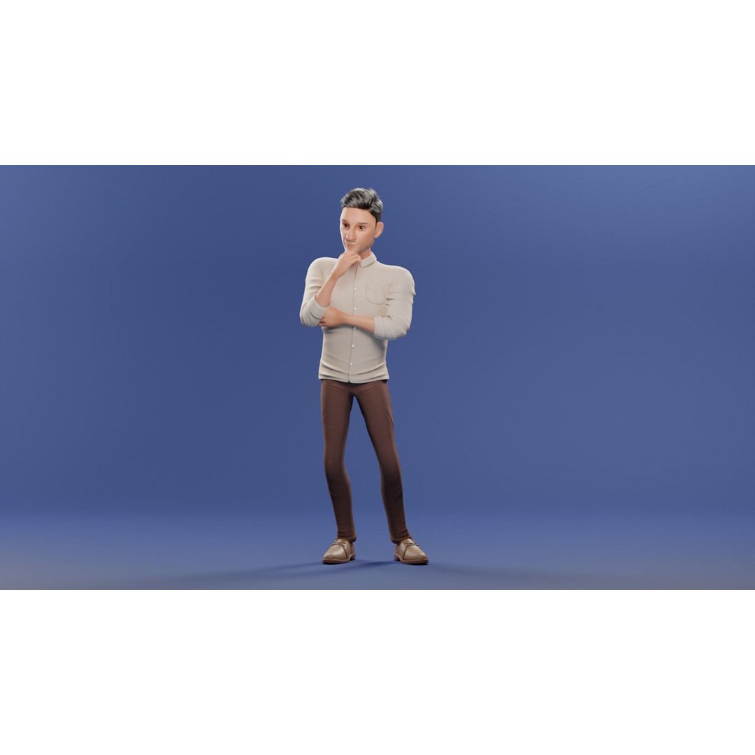 Pixar-Style Father Character 3D Model – Rigged Low-Poly Animation Asset, Blender - View 44
