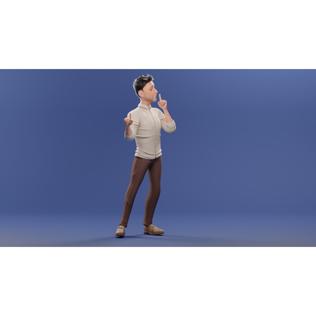 Pixar-Style Father Character 3D Model – Rigged Low-Poly Animation Asset, Blender - View 46