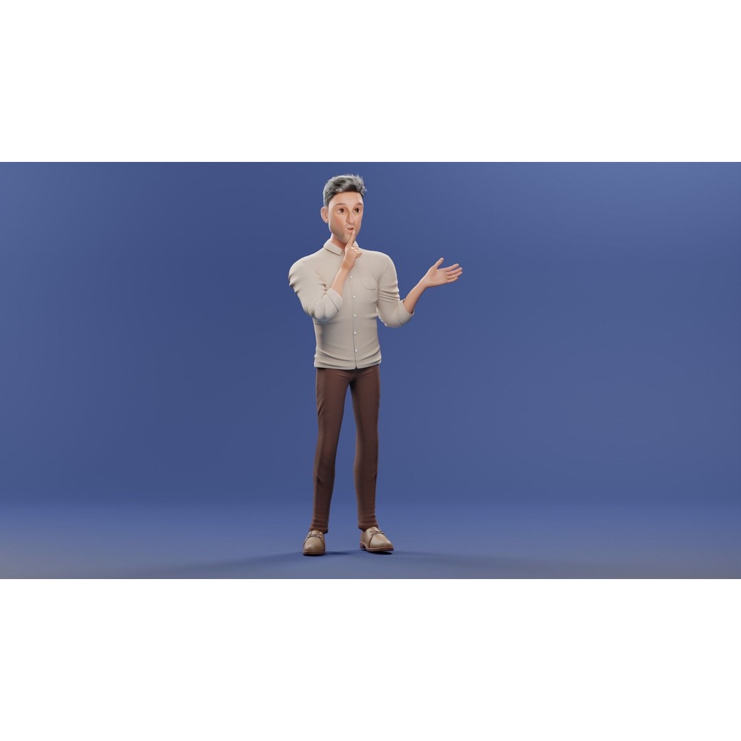 Pixar-Style Father Character 3D Model – Rigged Low-Poly Animation Asset, Blender - View 47