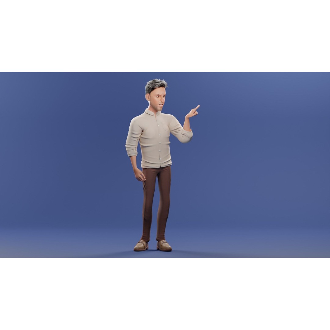 Pixar-Style Father Character 3D Model – Rigged Low-Poly Animation Asset, Blender - View 49