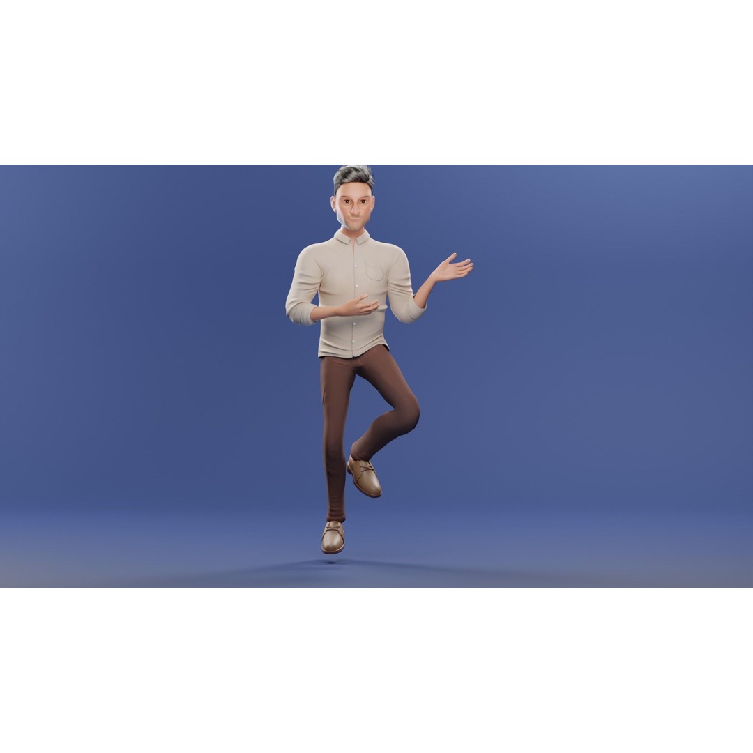 Pixar-Style Father Character 3D Model – Rigged Low-Poly Animation Asset, Blender - View 53