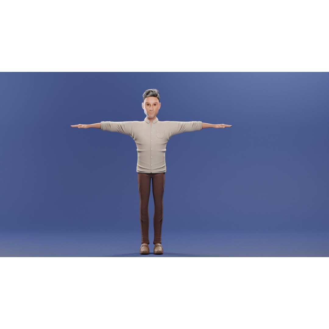 Pixar-Style Father Character 3D Model – Rigged Low-Poly Animation Asset, Blender - View 54