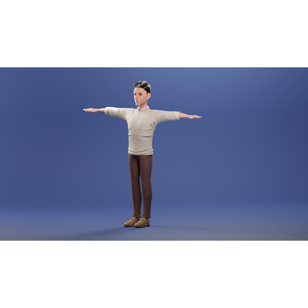 Pixar-Style Father Character 3D Model – Rigged Low-Poly Animation Asset, Blender - View 57