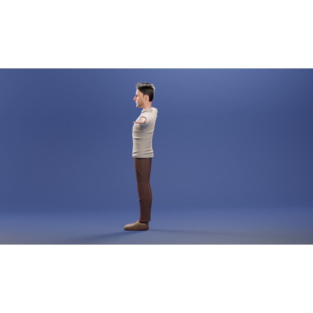 Pixar-Style Father Character 3D Model – Rigged Low-Poly Animation Asset, Blender - View 59