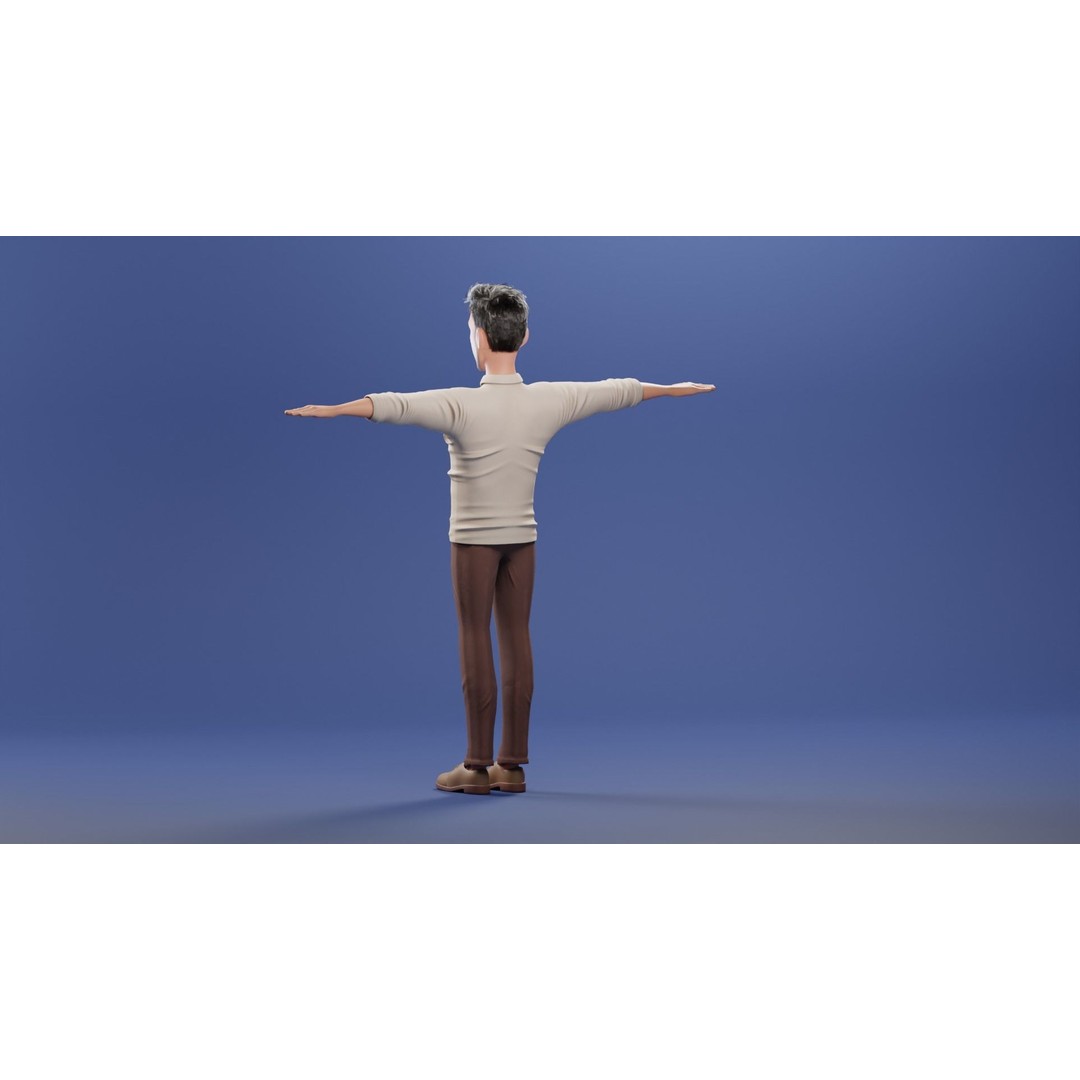 Pixar-Style Father Character 3D Model – Rigged Low-Poly Animation Asset, Blender - View 61