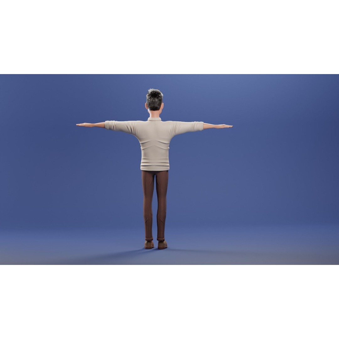 Pixar-Style Father Character 3D Model – Rigged Low-Poly Animation Asset, Blender - View 63