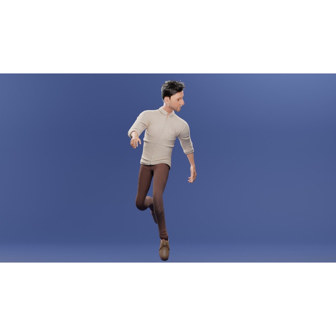 Pixar-Style Father Character 3D Model – Rigged Low-Poly Animation Asset, Blender - View 8