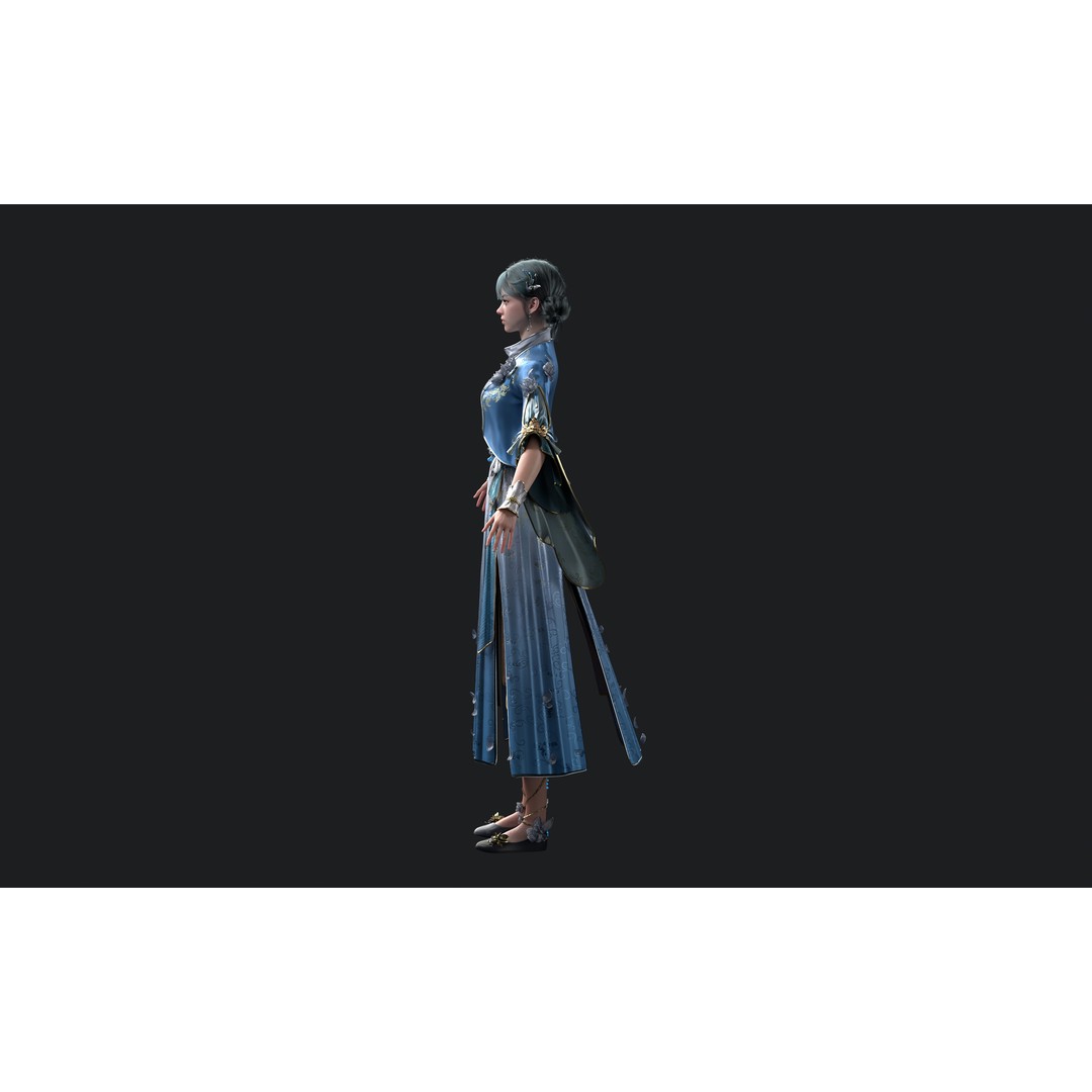 Chinese Girl 3D Model – High Poly Character with PBR Textures, FBX - View 10
