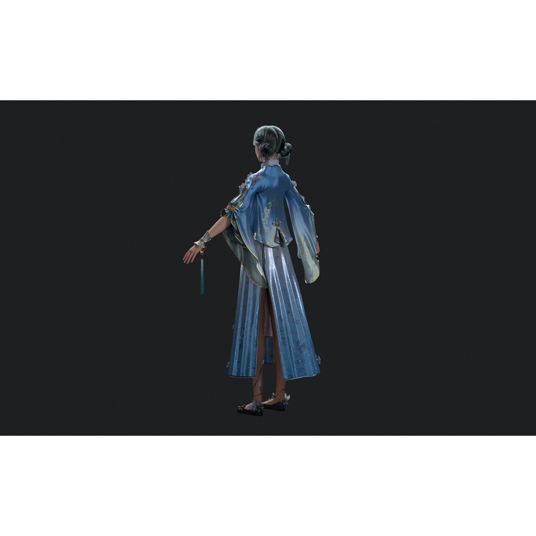 Chinese Girl 3D Model – High Poly Character with PBR Textures, FBX - View 11