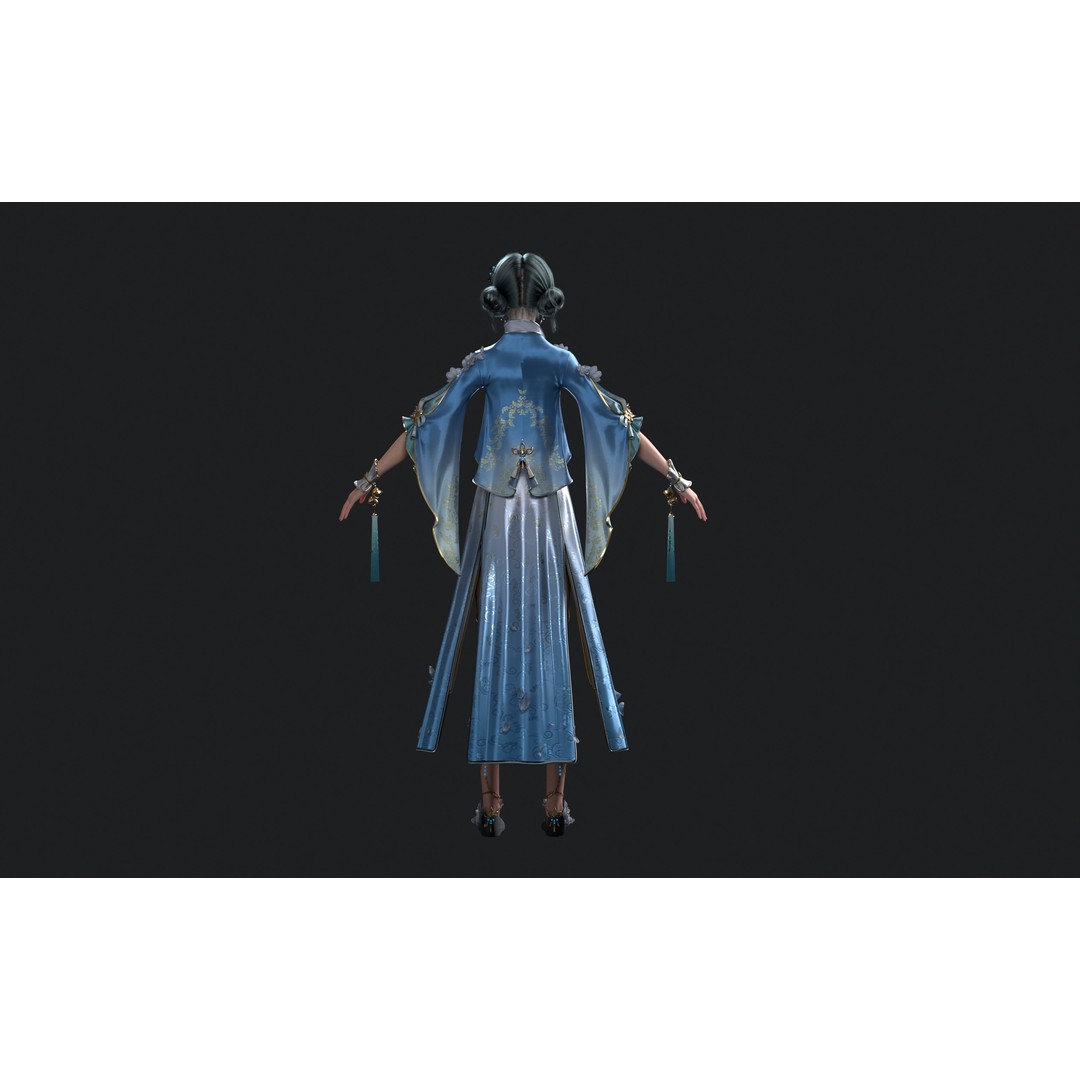 Chinese Girl 3D Model – High Poly Character with PBR Textures, FBX - View 12