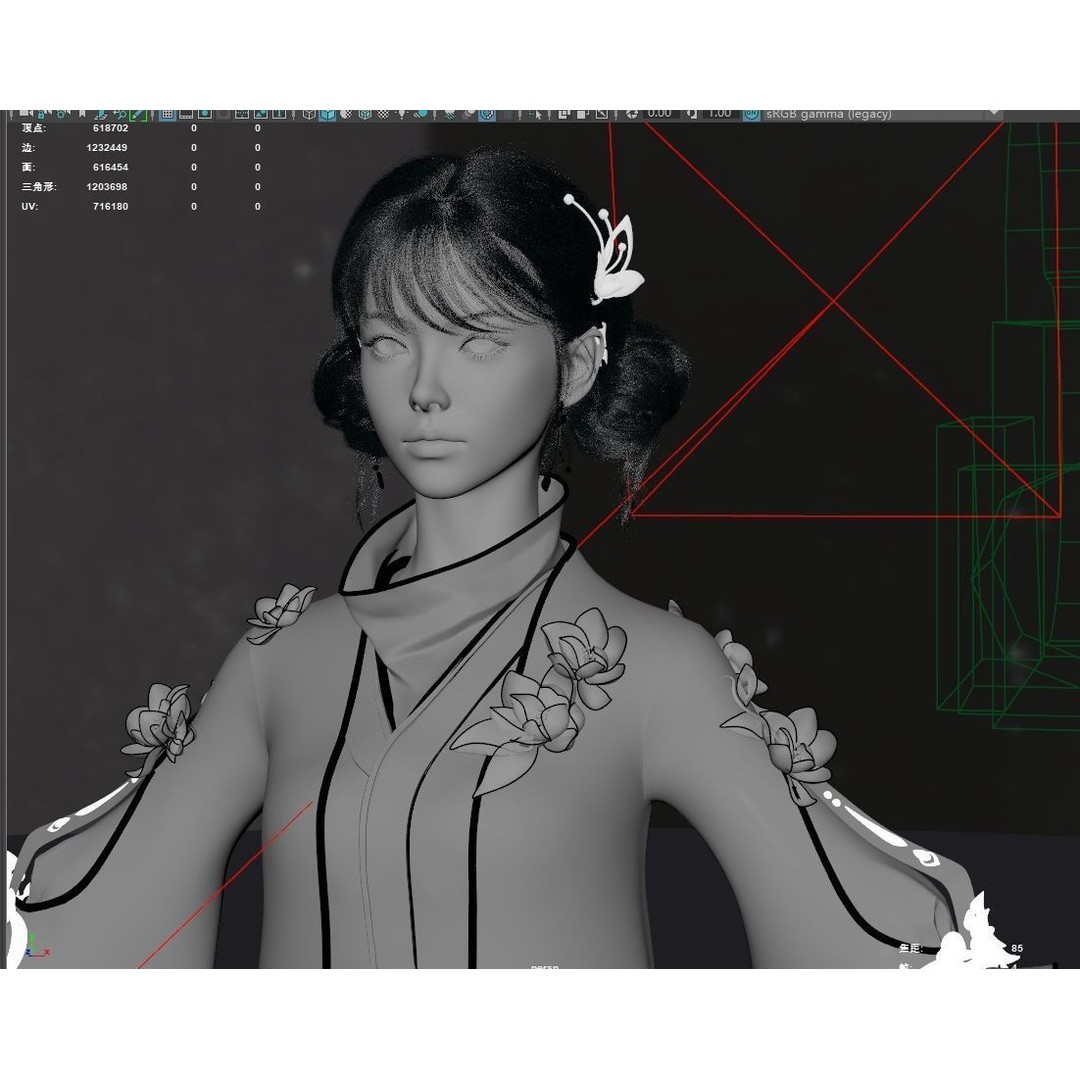 Chinese Girl 3D Model – High Poly Character with PBR Textures, FBX - View 7