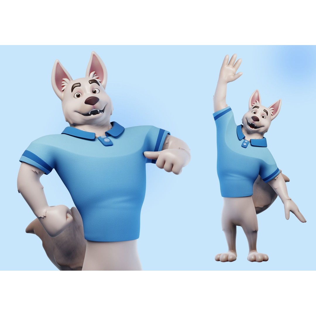 Cartoon Dog Mascot 3D Model – Rigged Character for Animation, Blender
