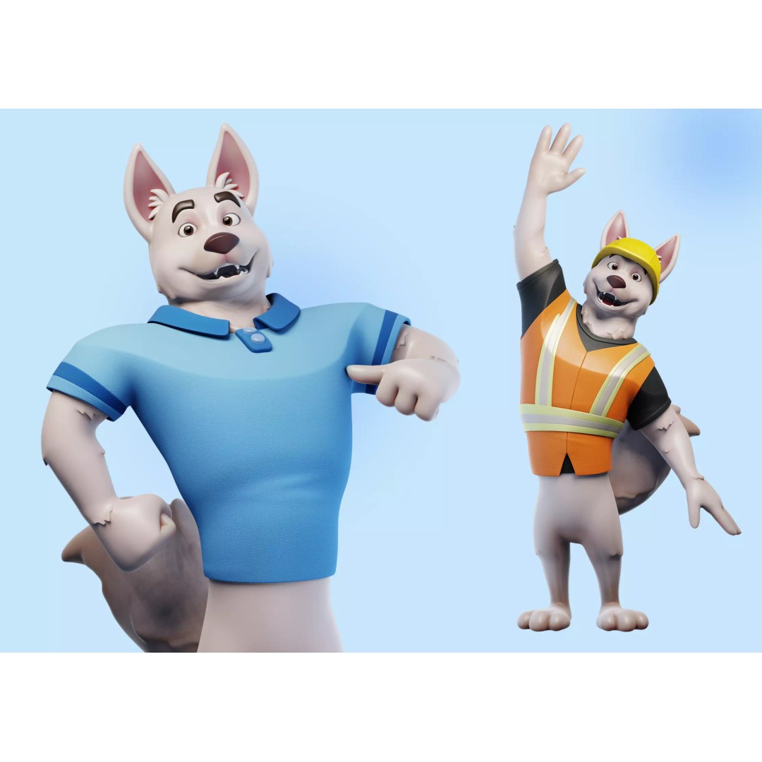 Cartoon Dog Mascot 3D Model – Rigged Character for Animation, Blender - View 2